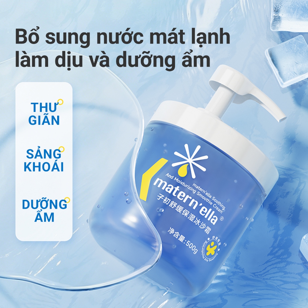 matern'ella Kem Dưỡng Thể Sorbet 500g Mát Lạnh 12H Cấp Ẩm Sâu Làm Dịu Da Cháy Nắng Nghệ Chuối Đỏ 92% Tự Nhiên