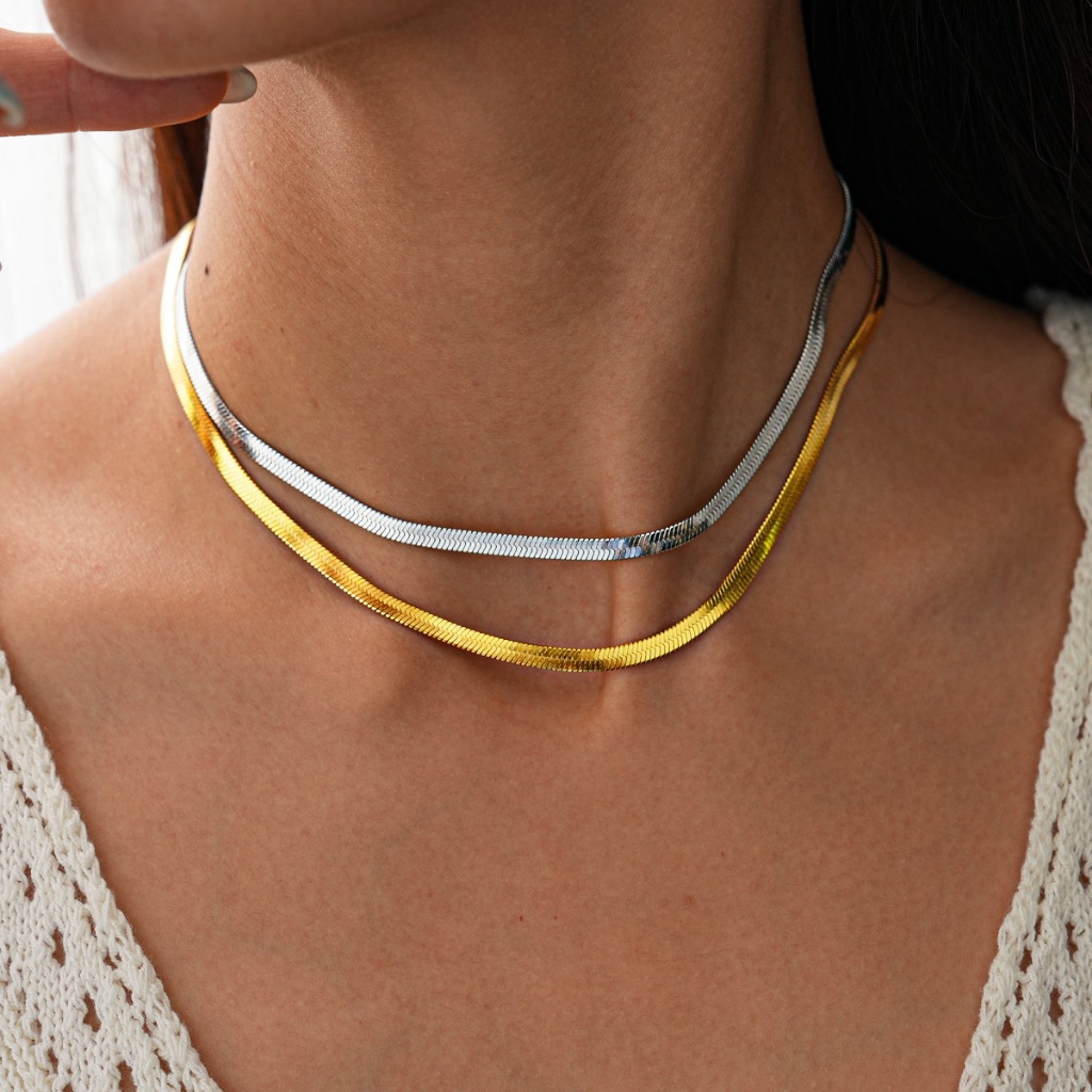 Xương Cá Dây Xích Vòng Cổ Choker Cho Nữ Dainty Tối Giản Rắn Dây Chuyền Vòng Cổ Lớp Hàng Ngày Trang Sức