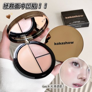 Kakashow Bảng Highlighter 3 trong 1 Kem che khuyết điểm Kem làm sáng 3 màu Dewy Glass Skin Trang điểm Mỹ phẩm thân thiện cho người mới bắt đầu NO.C706