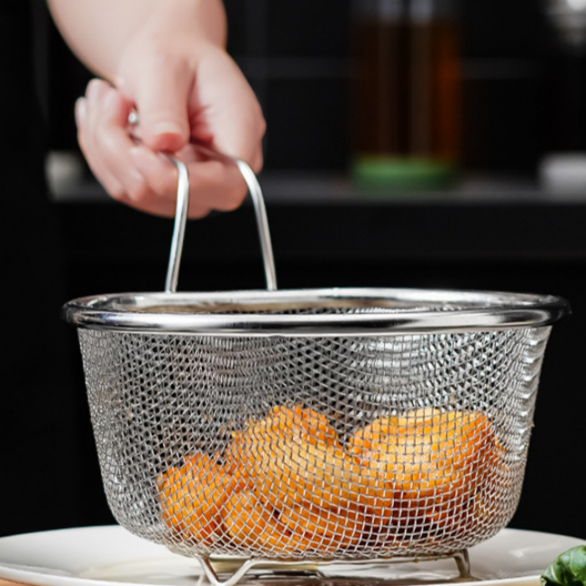 Giỏ Chiên Bát Rửa Đa Năng Lẩu Lưới Rây Lọc Bộ Đồ Ăn Giỏ Thoát Nước Để Nấu Ăn Nhà Bếp Mì Pasta Chiên