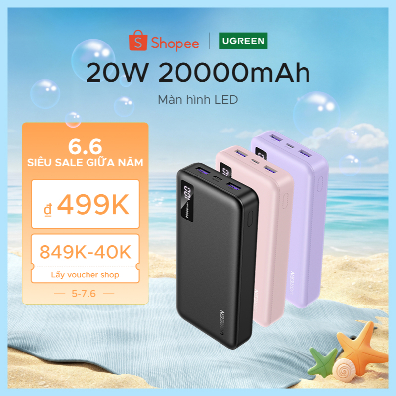 UGREEN Pin Sạc Dự Phòng 2 Chiều 10000mah 20000mah pd3.0 20w qc 3.0 18w Sạc nhanh 2 chiều | Sạc nhanh thông minh Power X Powerbank