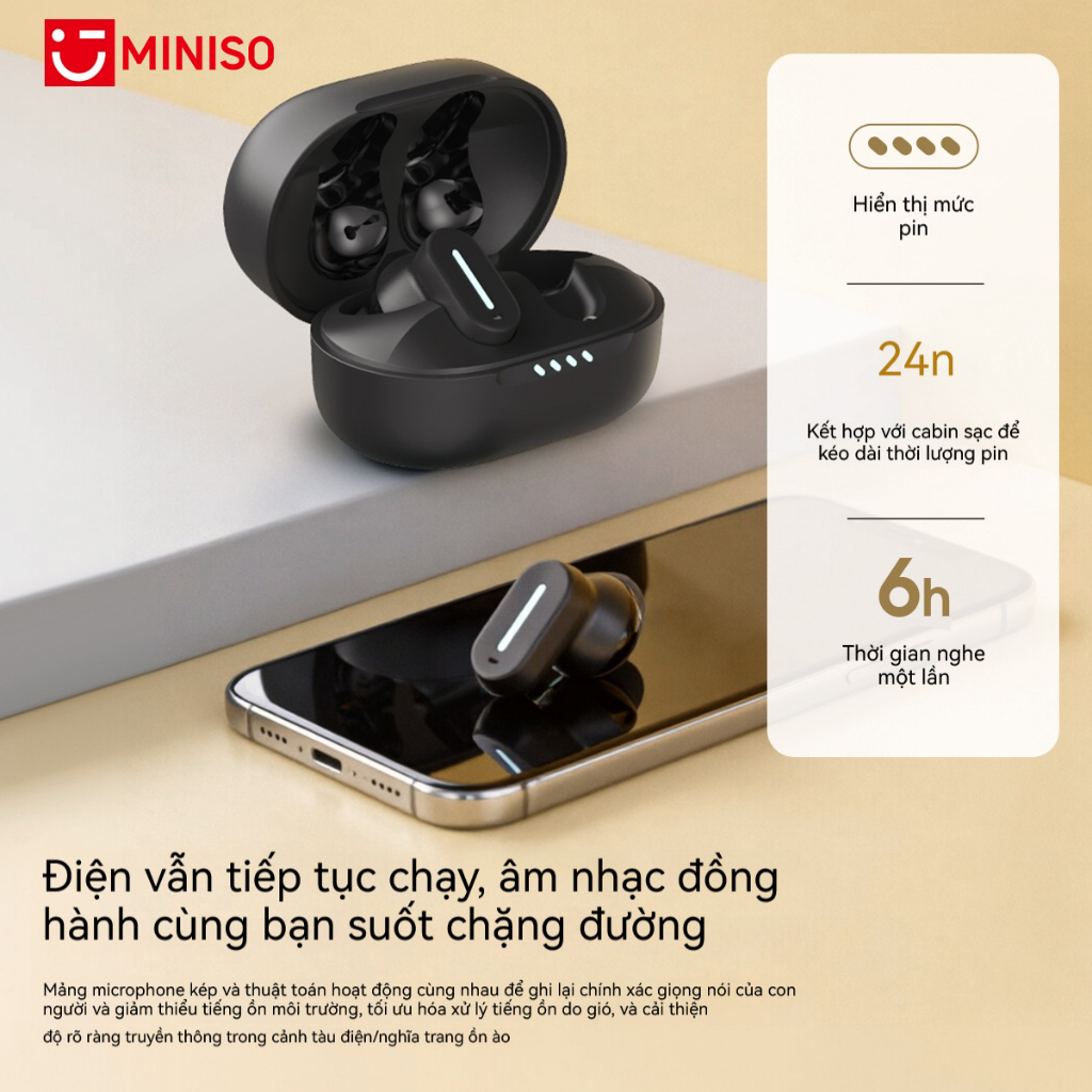 MINISO MS132 Tai Nghe Phiên Dịch Al Tai nghe không dây nhét tai Bluetooth 6.0 nghe Bluetooth chống ồn Màn hình LED đa năng Chất lượng âm thanh Hi-Fi Tương thích với iOS / Android / PC | BigBuy360 - bigbuy360.vn