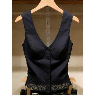 Pháp Cao Cấp Ren Viền Cổ Chữ v Camisole Nữ Mùa Hè Mặc Ngoài Phong Cách Cô Gái Khổng Lồ Nhìn Không Tay Nhỏ Top
