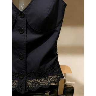 Pháp Cao Cấp Ren Viền Cổ Chữ v Camisole Nữ Mùa Hè Mặc Ngoài Phong Cách Cô Gái Khổng Lồ Nhìn Không Tay Nhỏ Top