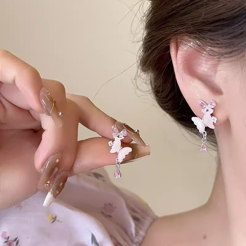 Bông Tai Nơ Ngọc Trai Đính Đá Zircon Chốt Bạc 925 Cho Nữ