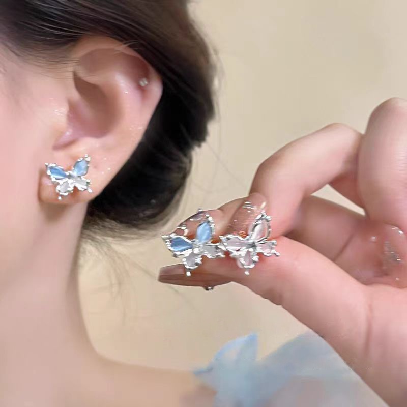 Bông Tai Nơ Ngọc Trai Đính Đá Zircon Chốt Bạc 925 Cho Nữ