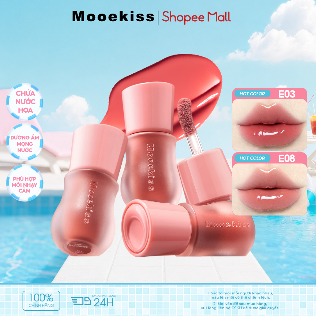 Son Bóng Mooekiss Plumping Gloss, Căng Mọng Môi, Hiệu Ứng Gương, Dưỡng Ẩm, Lâu Trôi