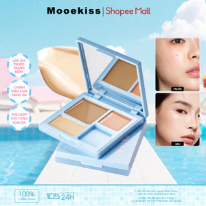 Kem che khuyết điểm Mooekiss, kem che khuyết điểm ba màu, làm giảm nếp nhăn, che quầng thâm, dưỡng ẩm da khô và dầu.