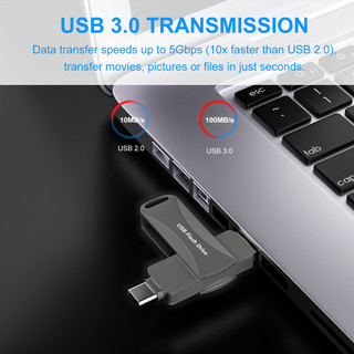 Trình điều khiển giao diện kép 1TB USB3.0 & Type-C Trình điều khiển ngón tay cái lưu trữ bên ngoài đa chức năng 2 trong 1