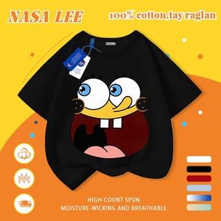 [Giao hàng trong ngày] Áo thun Cotton trắng nguyên chất thoáng khí cho trẻ em NASA Phim hoạt hình SpongeBob SquarePants In hình hợp thời trang Bé trai 3-16 tuổi Bé gái tay ngắn thông thường