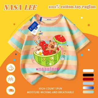 [Giao hàng trong ngày] Áo thun Cotton nguyên chất màu trắng cho trẻ em NASA Áo thun Cotton thoáng khí hoạt hình gấu mùa hè in hợp thời trang 3-16 tuổi bé trai bé gái tay ngắn thông thường