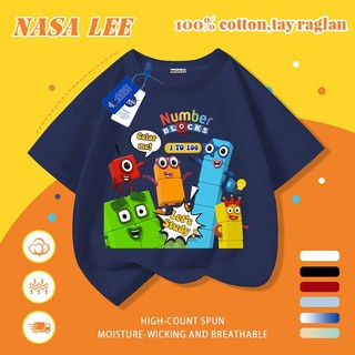 [Giao hàng trong ngày] Áo thun Cotton trắng nguyên chất thoáng khí cho trẻ em NASA Khối xây dựng hoạt hình phản diện In hình hợp thời trang Bé trai 3-16 tuổi Bé gái tay ngắn thông thường