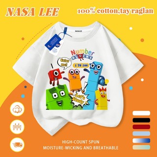 [Giao hàng trong ngày] Áo thun Cotton trắng nguyên chất thoáng khí cho trẻ em NASA Khối xây dựng hoạt hình phản diện In hình hợp thời trang Bé trai 3-16 tuổi Bé gái tay ngắn thông thường