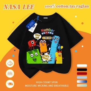[Giao hàng trong ngày] Áo thun Cotton trắng nguyên chất thoáng khí cho trẻ em NASA Khối xây dựng hoạt hình phản diện In hình hợp thời trang Bé trai 3-16 tuổi Bé gái tay ngắn thông thường