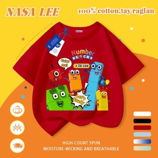[Giao hàng trong ngày] Áo thun Cotton trắng nguyên chất thoáng khí cho trẻ em NASA Khối xây dựng hoạt hình phản diện In hình hợp thời trang Bé trai 3-16 tuổi Bé gái tay ngắn thông thường