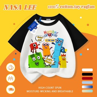 [Giao hàng trong ngày] Áo thun Cotton trắng nguyên chất thoáng khí cho trẻ em NASA Khối xây dựng hoạt hình phản diện In hình hợp thời trang Bé trai 3-16 tuổi Bé gái tay ngắn thông thường