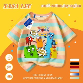 [Giao hàng trong ngày] Áo thun Cotton trắng nguyên chất thoáng khí cho trẻ em NASA Khối xây dựng hoạt hình phản diện In hình hợp thời trang Bé trai 3-16 tuổi Bé gái tay ngắn thông thường