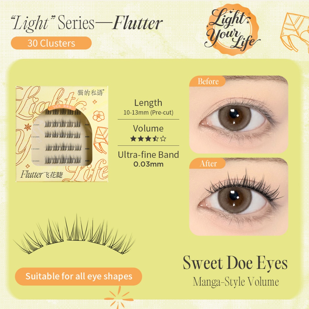 Cat 's Whisper Light Series Keo Free Mi Siêu Tự Nhiên Tự Dính Falsies Cả Ngày Cụm Cuối Cùng