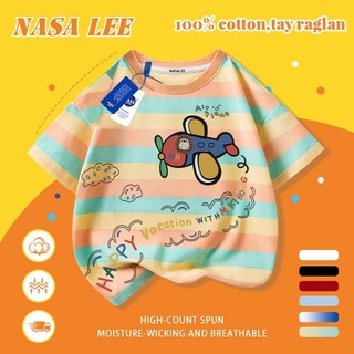 [Giao hàng trong ngày] Áo thun Cotton nguyên chất màu trắng cho trẻ em NASA Áo thun Cotton thoáng khí hoạt hình sáng tạo Máy bay nhỏ in hợp thời trang 3-16 tuổi bé trai bé gái tay ngắn thông thường
