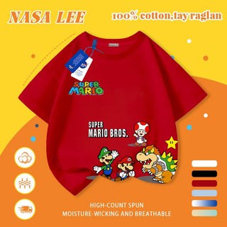 [Giao hàng trong ngày] Áo thun Cotton nguyên chất màu trắng cho trẻ em NASA Áo thun Cotton thoáng khí hoạt hình Đầu nấm Công nhân ống in hợp thời trang 3-16 tuổi Bé trai bé gái tay ngắn thông thường