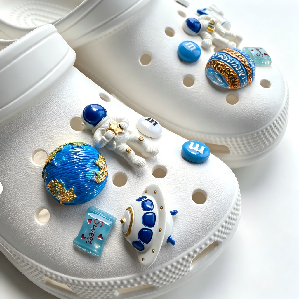 Unisex Tắc Sandal Giày DIY Quyến Rũ Phong Cách Dễ Thương Hành Tinh Xanh Phi Hành Gia Mặt Dây Chuyền Nút Lỗ Giày Trang Trí Bộ Phụ Kiện Quà Tặng