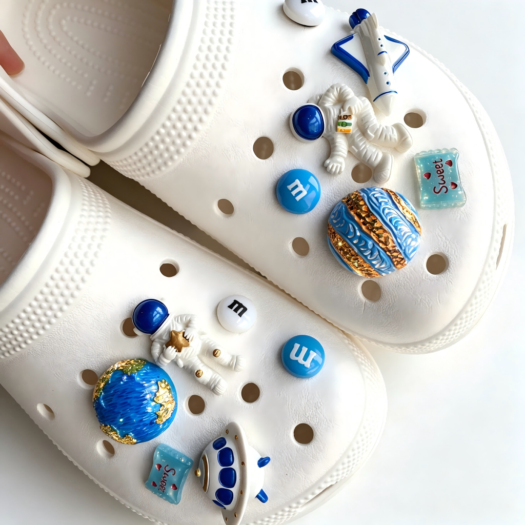 Unisex Tắc Sandal Giày DIY Quyến Rũ Phong Cách Dễ Thương Hành Tinh Xanh Phi Hành Gia Mặt Dây Chuyền Nút Lỗ Giày Trang Trí Bộ Phụ Kiện Quà Tặng