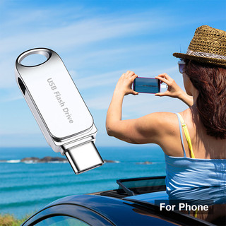 Type-C USB Flash Drive USB 3.0 2-in-1 OTG 2TB Large Capacity Metal Rotating Mini Dual Interface USB Drive, suitable for iPhone and iPad photo data storage