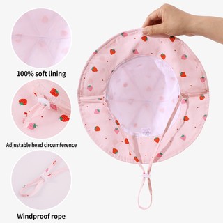 Mũ chống nắng in hình trẻ em cho bé trai và bé gái Mũ Buctet có dây chống gió Thích hợp cho bé 0-6 tuổi
