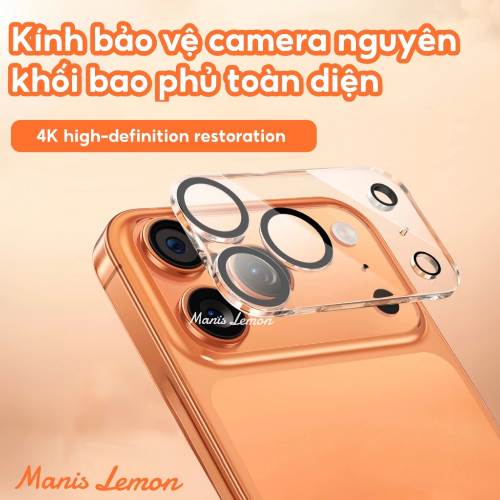 Manis Lemon Kính cường lực Miếng dán bảo vệ camera độ cứng 9H trong suốt HD cho iPhone 17 16 15 14 13 Pro Max Plus