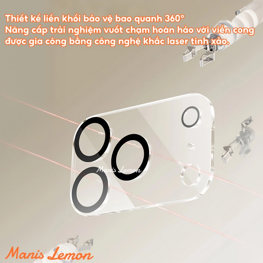 Manis Lemon Kính cường lực Miếng dán bảo vệ camera độ cứng 9H trong suốt HD cho iPhone 17 16 15 14 13 Pro Max Plus