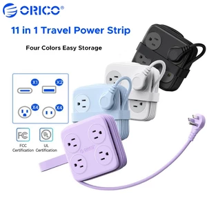 Dải nguồn du lịch ORICO 11 TRONG 1 | Dây có thể quấn Dây nối dài di động Flat 45° Ổ cắm đa năng USB-A + Type-C cho ký túc xá văn phòng du lịch