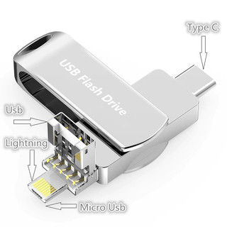 Ổ đĩa Flash IOS dung lượng lớn an toàn 4 trong 1! USB 3.0 U Disk OTG Pen Drive tốc độ cao loại c, Thích hợp cho ios / Máy tính bảng / Android / Điện thoại thông minh / PC 512GB / 1TB / 2TB