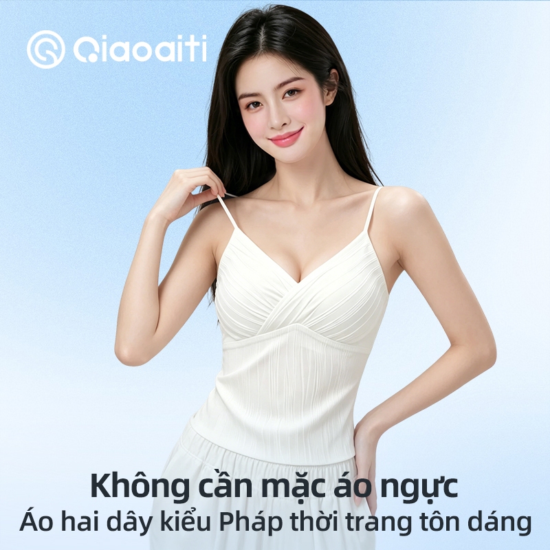 Qiaoaiti Áo Ngực Áo Bra 2 Dây Su Không Gọng Đệm Mỏng Chất Liệu Su Mặc Cực Mát Tàng Hình Nâng Tự Nhiên 2388