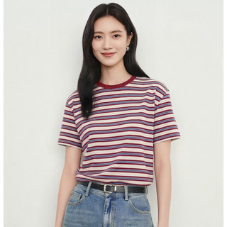 Áo thun sọc Burgundy & Cream: Thoải mái vừa vặn, thoải mái trong ngày, ý tưởng trang phục bất tận
