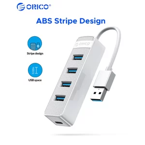 ORICO White 4 cổng USB3.0 Hub 5Gbps Tốc độ cao với cổng nguồn phụ trợ TypeC Bộ chia USB di động cho máy tính xách tay PC