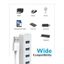 ORICO White 4 cổng USB3.0 Hub 5Gbps Tốc độ cao với cổng nguồn phụ trợ TypeC Bộ chia USB di động cho máy tính xách tay PC