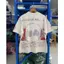 Áo thun ngắn tay giặt cổ điển Unisex, vải Cotton họa tiết, áo khoác quá khổ có gân đan đường viền cổ