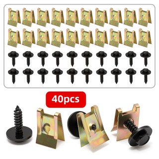 FENDER 40 Chiếc Động Cơ Bắn Vệ Kim Loại Đai Ốc / Vít Vòng Đệm Hình Chữ U Dây Vít Kẹp Xe Chắn Bùn Ốp Lưng Chéo Đầu Vít Cho Xe BMW E46 E92 E90 F10