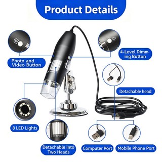 Kính hiển vi kỹ thuật số HD Kết nối USB Làm đẹp y tế Kính lúp điện tử công nghiệp Kính lúp 1.000x