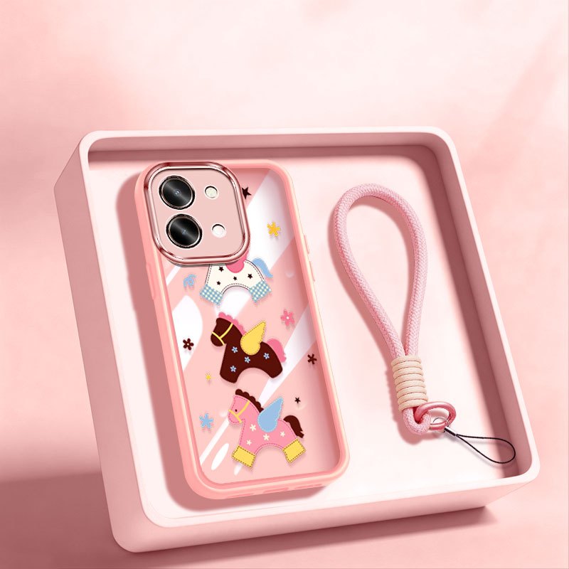 Ốp Điện Thoại YBD Cho OPPO A6 Pro A6X A6T Pro A6S A6K 5G Apple Pony Vỏ Bảo Vệ TPU Mềm Có Dây Buộc