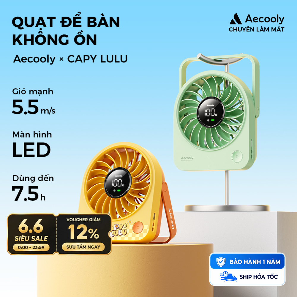Aecooly Chic 02 Quạt để bàn Quạt cầm tay mini Quạt để bàn USB led mini Quạt di động mini, đủ nhỏ để giữ quạt để bàn USB, 4 tốc độ có thể sạc lại yên tĩnh [Thời gian làm mát tối đa 11H], 180° Chạy bằng pin có thể điều chỉnh