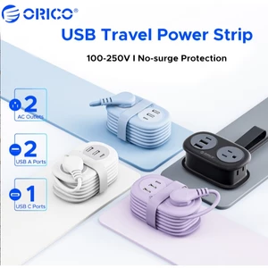 ORICO 5 TRONG 1 Dải nguồn du lịch di động US Plug | Ổ cắm 2AC + 2USB-A + 1PD20W Type-C Quấn xung quanh Dây nối dài nhỏ gọn được phê duyệt trên hành trình