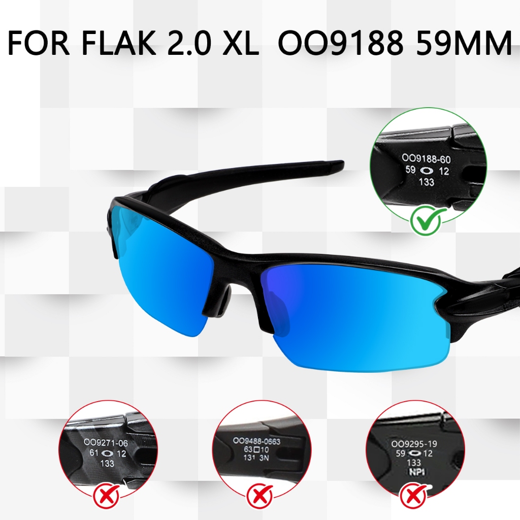 Ống kính Polarized True cho Oakley Flak 2.0 XL OO9188 59mm - Bền, Chống Trầy Xước, UV400