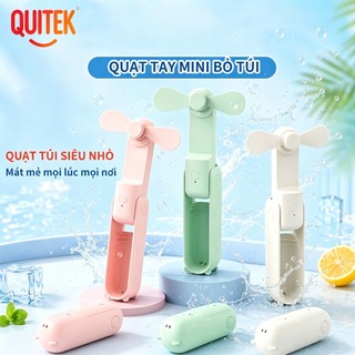 QUITEK Quạt Cầm Tay Mini – Dễ Thương, 3 Tốc Độ, Pin 1500mAh, Có Pin Dự Phòng, Cổng Sạc Type-C