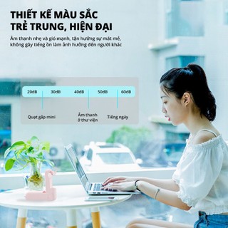 QUITEK Quạt Cầm Tay Mini – Dễ Thương, 3 Tốc Độ, Pin 1500mAh, Có Pin Dự Phòng, Cổng Sạc Type-C