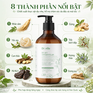 Dr.ville Tóc Dầu Gội Mọc Tóc Và Chống Ngăn Rụng Dầu Gội Gừng Thảo Mộc Kích Mọc Tóc Dầu Gội Giảm Rụng Tóc 500ml