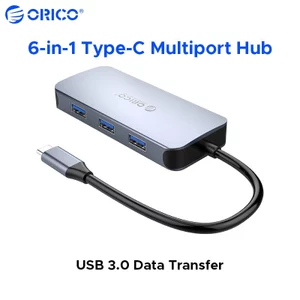 ORICO 6 trong 1 Type-C Hub Nhôm Đa Cổng Adapter 100W PD 4K HDMI Gigabit Ethernet USB3.0 Đầu Đọc Thẻ SD Cho Điện Thoại Laptop