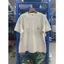 Vintage Xi măng Trắng Rửa Cotton Tee Phía Trước Túi Nhỏ Logo Lưng Lớn Slanted Đỏ In Chữ Rời Oversize Unisex Tay Ngắn Top