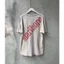 Vintage Xi măng Trắng Rửa Cotton Tee Phía Trước Túi Nhỏ Logo Lưng Lớn Slanted Đỏ In Chữ Rời Oversize Unisex Tay Ngắn Top