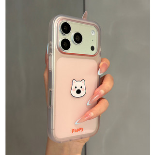 Hoạt Hình Dễ Thương Động Vật Mờ Trong Suốt Màu Hồng Acrylic Ốp Lưng Điện Thoại iPhone 17Promax 17Pro 15 16 Pro Max Chống Sốc Nam Nữ Vỏ Di Động